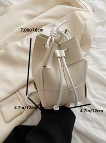 1 chiếc túi xô dệt thời trang tối giản, túi đeo vai thông thường đa năng với cảm giác cao cấp, thích hợp sử dụng hàng ngày - Màu be - Xem 9