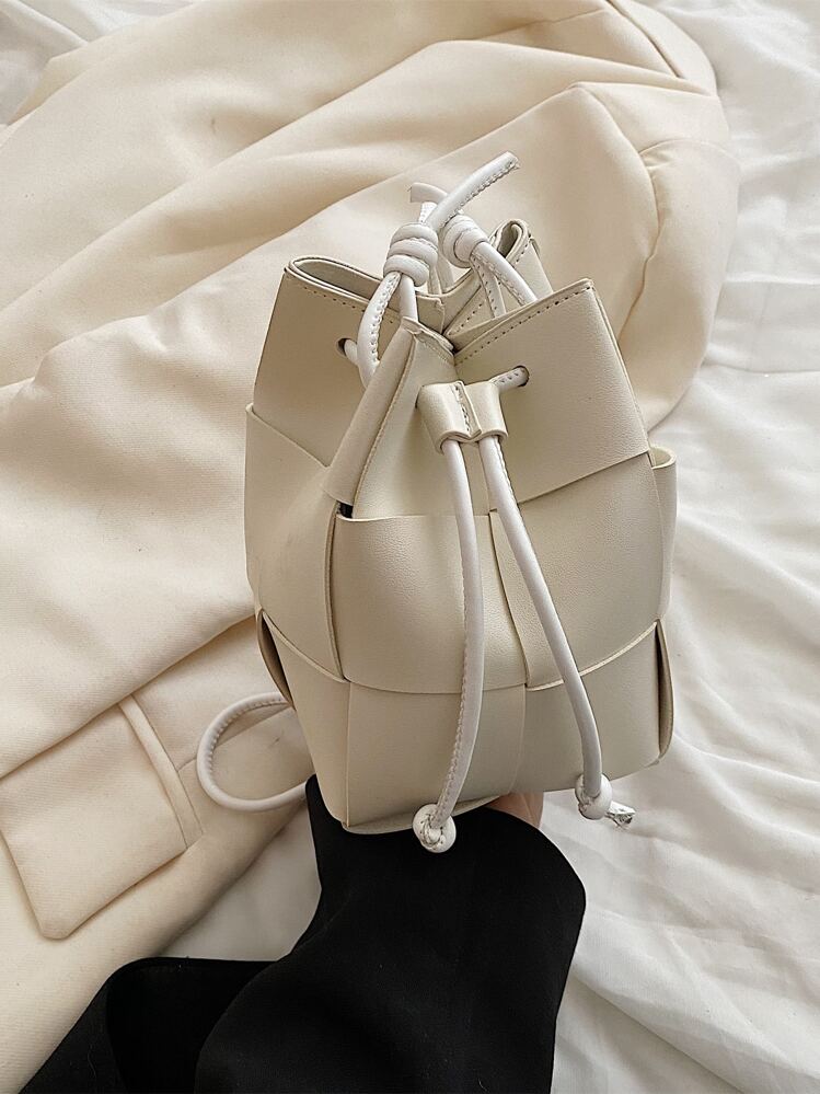 1 chiếc túi xô dệt thời trang tối giản, túi đeo vai thông thường đa năng với cảm giác cao cấp, thích hợp sử dụng hàng ngày - Màu be - Xem 6