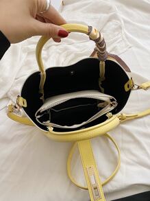 Túi đeo chéo Nữ Đôi tay cầm Thanh lịch - Màu vàng - Xem 6