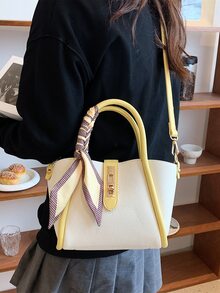 Túi đeo chéo Nữ Đôi tay cầm Thanh lịch - Màu vàng - Xem 8