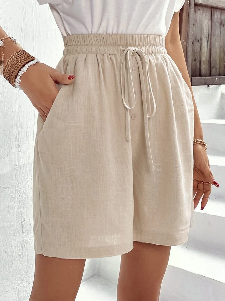 SHEIN LUNE Short Unicolore À Cordon À Poche - Nude - Voir 6