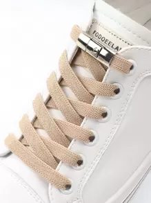 1pair Women Polyester Shoes Accessories, Brown NO Tie Shoelaces For Skate Shoes