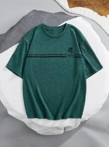 SHEIN Boys Tropical Print Tee - Dark Green - View 1