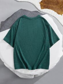 SHEIN Boys Tropical Print Tee - Dark Green - View 2