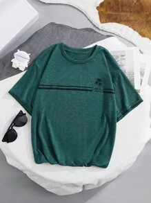 SHEIN Boys Tropical Print Tee - Dark Green - View 3