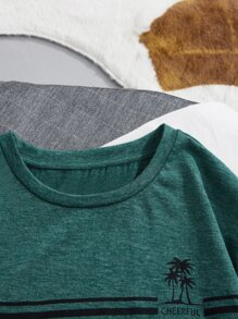 SHEIN Boys Tropical Print Tee - Dark Green - View 4