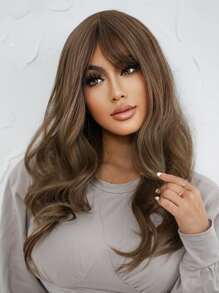 HAIRCUBE 24 英寸棕色劉海長捲髮美麗優雅溫柔迷人合成假髮女式 - 棕色 - 查看 7