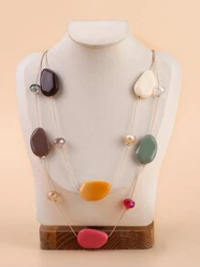 Vòng cổ nhiều lớp trang trí bằng đá - Nhiều màu - Xem 1