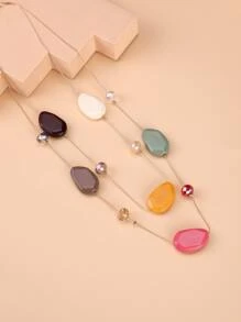 Vòng cổ nhiều lớp trang trí bằng đá - Nhiều màu - Xem 4