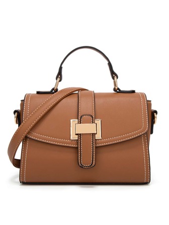 金屬裝飾針腳細節翻蓋方包