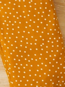 SHEIN Baby Polka Dot Print Ruffle Trim Cami Jumpsuit - Mustard Yellow - View 3