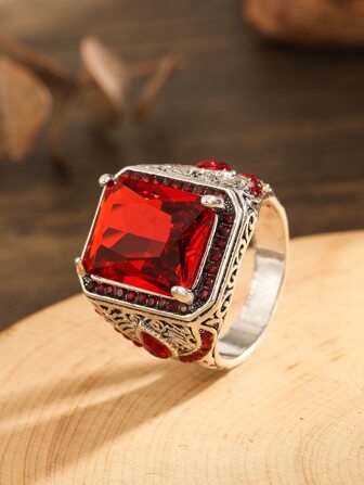 Aleación de anillo de decoración de diamantes de imitación para hombres de moda y popular para regalo de joyería y para una apariencia elegante