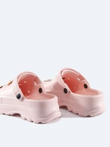 Preppy Vented Clogs For Women, Cartoon Pattern Decor Hollow Out Design EVA Clogs - Pink - View 3
