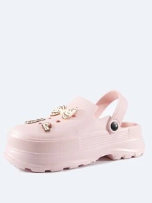 Preppy Vented Clogs For Women, Cartoon Pattern Decor Hollow Out Design EVA Clogs - Pink - View 4