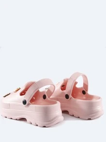 Preppy Vented Clogs For Women, Cartoon Pattern Decor Hollow Out Design EVA Clogs - Pink - View 5