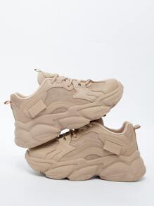 Giày Thể thao Nữ màu trơn Ren lên - Màu Khaki - Xem 2