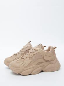 Giày Thể thao Nữ màu trơn Ren lên - Màu Khaki - Xem 5