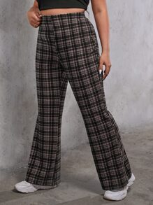 SHEIN EZwear Quần Plus Size Sọc ca rô Giải trí - Nhiều màu - Xem 1