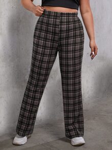 SHEIN EZwear Quần Plus Size Sọc ca rô Giải trí - Nhiều màu - Xem 4