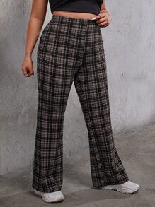 SHEIN EZwear Quần Plus Size Sọc ca rô Giải trí - Nhiều màu - Xem 5