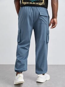 Manfinity Men Flap Pocket Side Cargo Trousers - Dusty Blue - View 2