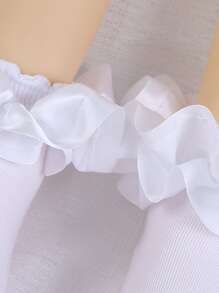 1 双婴儿和女孩蕾丝褶边公主芭蕾舞袜 - 白色 - 查看 4
