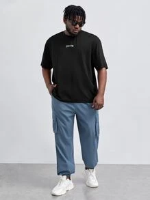 Manfinity Men Flap Pocket Side Cargo Trousers - Dusty Blue - View 3