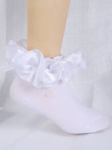 1 双婴儿和女孩蕾丝褶边公主芭蕾舞袜 - 白色 - 查看 6