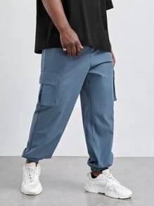 Manfinity Men Flap Pocket Side Cargo Trousers - Dusty Blue - View 4