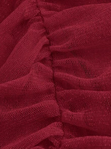 SHEIN ICON 素色褶邊繞頸露背緊身連衣裙 - 紫紅色 - 查看 4