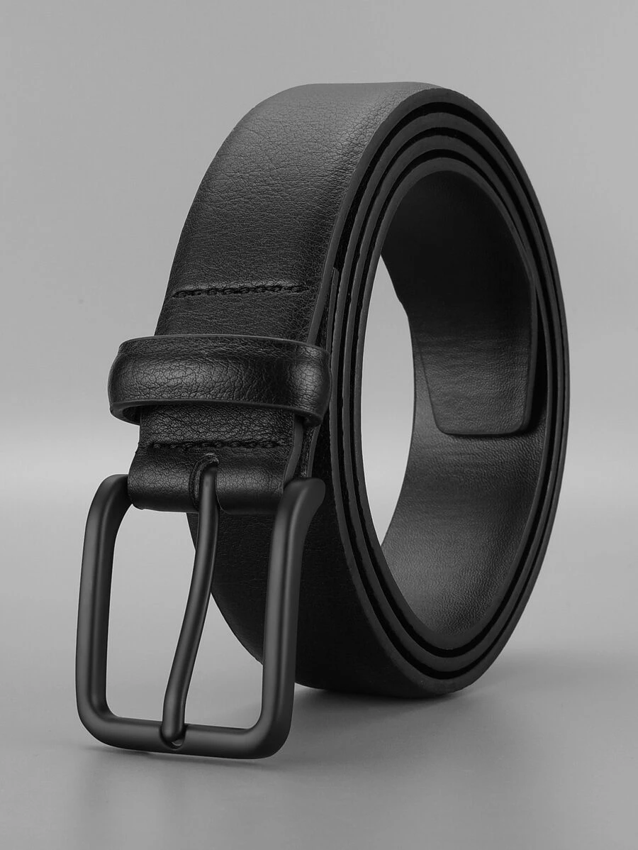 Men Square Black Buckle Belt For Daily Life Work Summer, School Casual, Business, Boyfriend Husband Father Dad Men Gift, Daily Wear, Fashion, Teen, Outdoor, Vacation, Athletic, Travel, Street, Boho, Vintage Fall, Autumn, Halloween Autumn-Winter Accessories,Suitable For Teens, Youth,Men,Casual, Outdoor, Athletic, Vacation, Graduation Gifts, Birthday, Daily Wear - Black - View 1