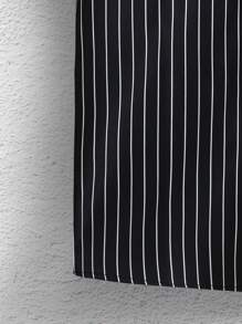 Manfinity Men Striped & Letter Graphic Raglan Sleeve Baseball Collar Shirt - Black - View 4