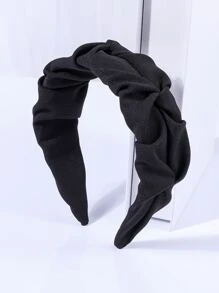 Solid Ruched Headband - Black - View 1
