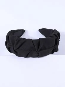 Solid Ruched Headband - Black - View 2