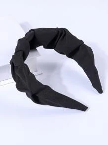 Solid Ruched Headband - Black - View 3