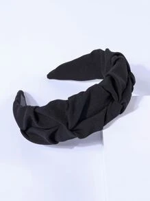 Solid Ruched Headband - Black - View 4
