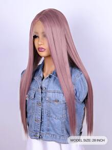 13*1 Lace Front Long Straight Synthetic Wig - Purple - View 3