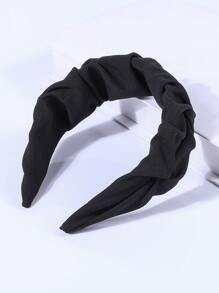 Solid Ruched Headband - Black - View 5