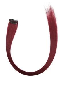 10 piezas de extensiones de cabello sintético recto de longitud media con clips - Burdeos - Ver 6