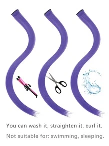 10pcs Clip In Medium Straight Synthetic Hair Extension - Violet Purple - View 7