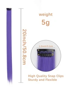 10pcs Clip In Medium Straight Synthetic Hair Extension - Violet Purple - View 8