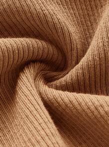 SHEIN ICON Màu thuần Dệt kim NỮ Đơn giản Ống ngọn , Thích hợp Đối với Hằng ngày Hoặc Kỳ nghỉ - Lạc đà - Xem 3