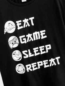 SHEIN Boys Slogan Graphic Tee - Black - View 3