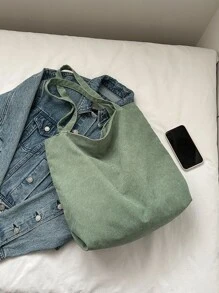 Minimalist Shopper Bag School Bag, Large Capacity, Portable, Suitable For Teen Girls Women College Students, Perfect For Back To School, First Day Of School, Middle School, High School, Shopping, Holiday, Literary School Bag & Book Bag For Women Or Students, Perfect For Books, Shopping, Back To School And More