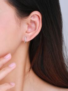 方晶鋯石裝飾銀耳環適合女士新娘婚禮精細首飾類