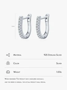 方晶鋯石裝飾銀耳環適合女士新娘婚禮精細首飾類