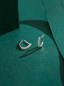 方晶鋯石裝飾銀耳環適合女士新娘婚禮精細首飾類