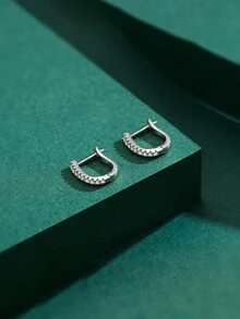 方晶鋯石裝飾銀耳環適合女士新娘婚禮精細首飾類