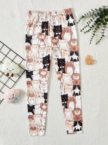 SHEIN 女孩卡通圖案緊身打底褲