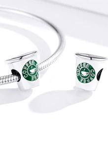 ESBERRY 1入組咖啡杯DIY吊墜女式手鍊和手鐲配件純銀高級珠寶製作 - 銀色 - 查看 2